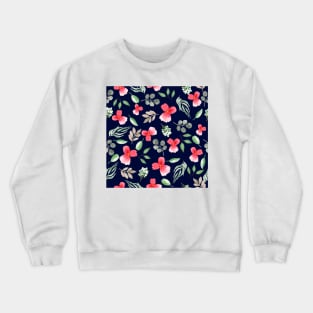 Pansies | Watercolor | Pattern | Blue Crewneck Sweatshirt